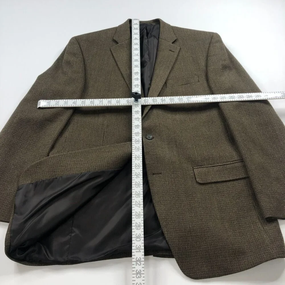 Chaps 44 L Long Men's 100% Wool Knit Button Sport Coat Jacket Brown MINT